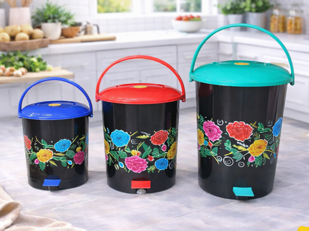 PEDAL BIN NATURAL / BLACK PRINTED